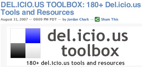 DEL.ICIO.US TOOLBOX: 180+ Del.icio.us Tools and Resources