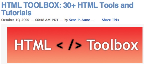 HTML TOOLBOX: 30+ HTML Tools and Tutorials