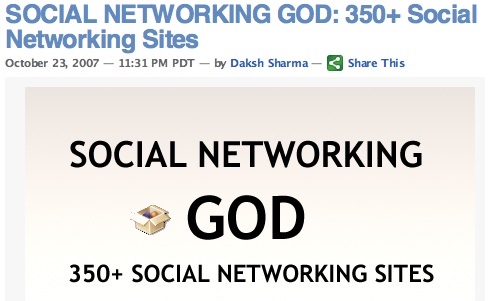 SOCIAL NETWORKING GOD: 350+ Social Networking Sites