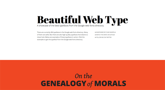 Google webフォントから優れたフォントだけを紹介する「Beautiful Web Type」