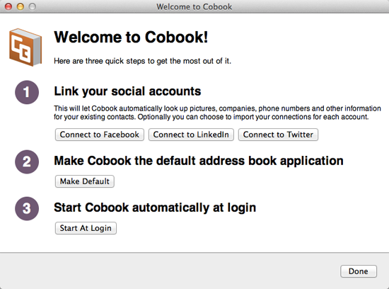 ソーシャルメディアと連携するMac用のアドレスブック「Cobook」