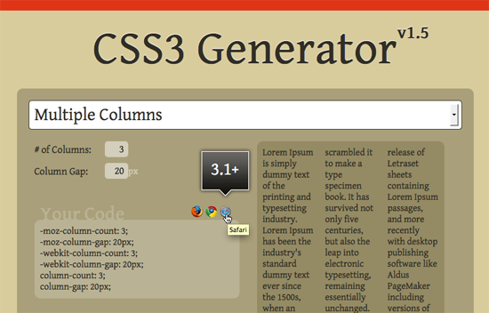 CSS3で何が実現できるかがわかるジェネレータ