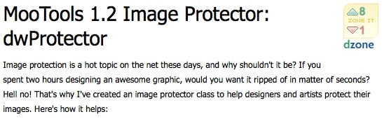 MooTools 1.2 Image Protector: dwProtector