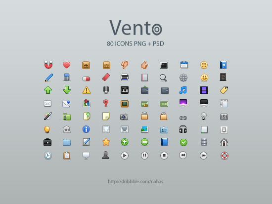 Vento - かわいい80個のアイコンセット