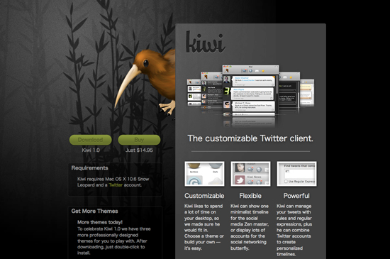 Mac用のデザインをカスタマイズできるTwitterクライアント『Kiwi』