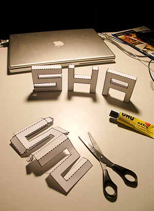 立体文字が作れる紙のパターン